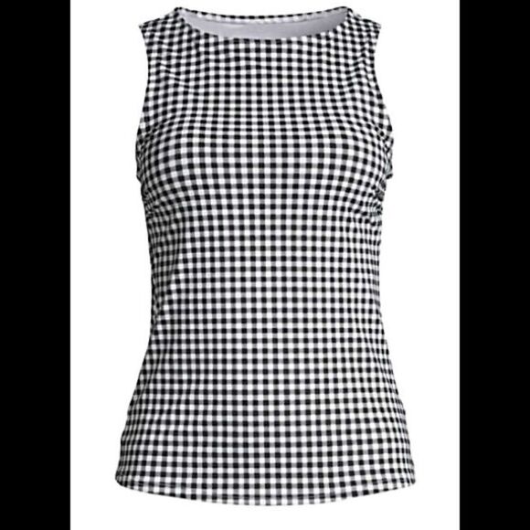 Land’s End Plus size high neck tankini black white check Various - Picture 4 of 5
